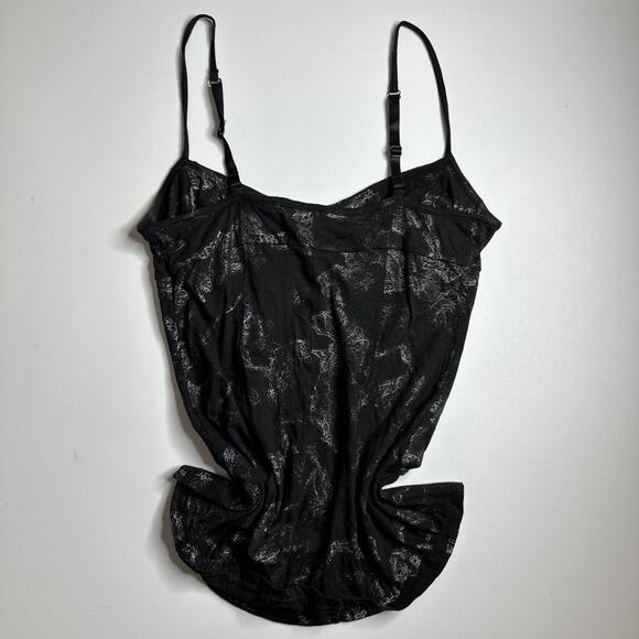 Guess Black Metallic Bustier Tank Top M Y2K Coquette Glam Grunge Vampy Soft Goth - Picture 5 of 13